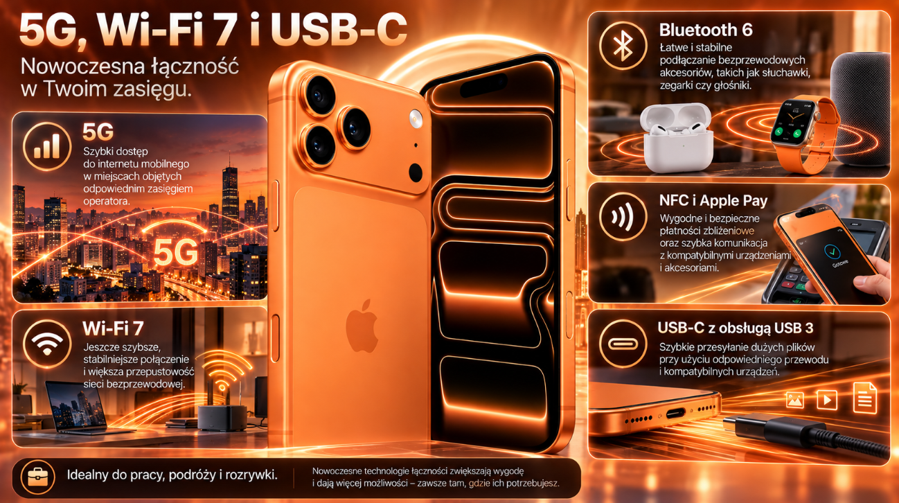 iPhone 17 Pro Max – 5G Wi-Fi 7 Bluetooth i USB-C